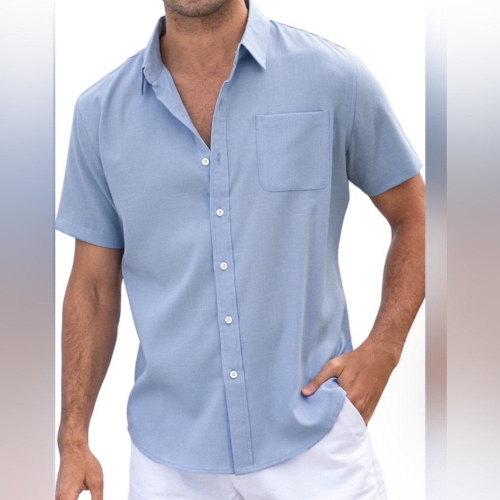 Mens Casual Linen Button Down Beach Shirt.  Size XL.  New.